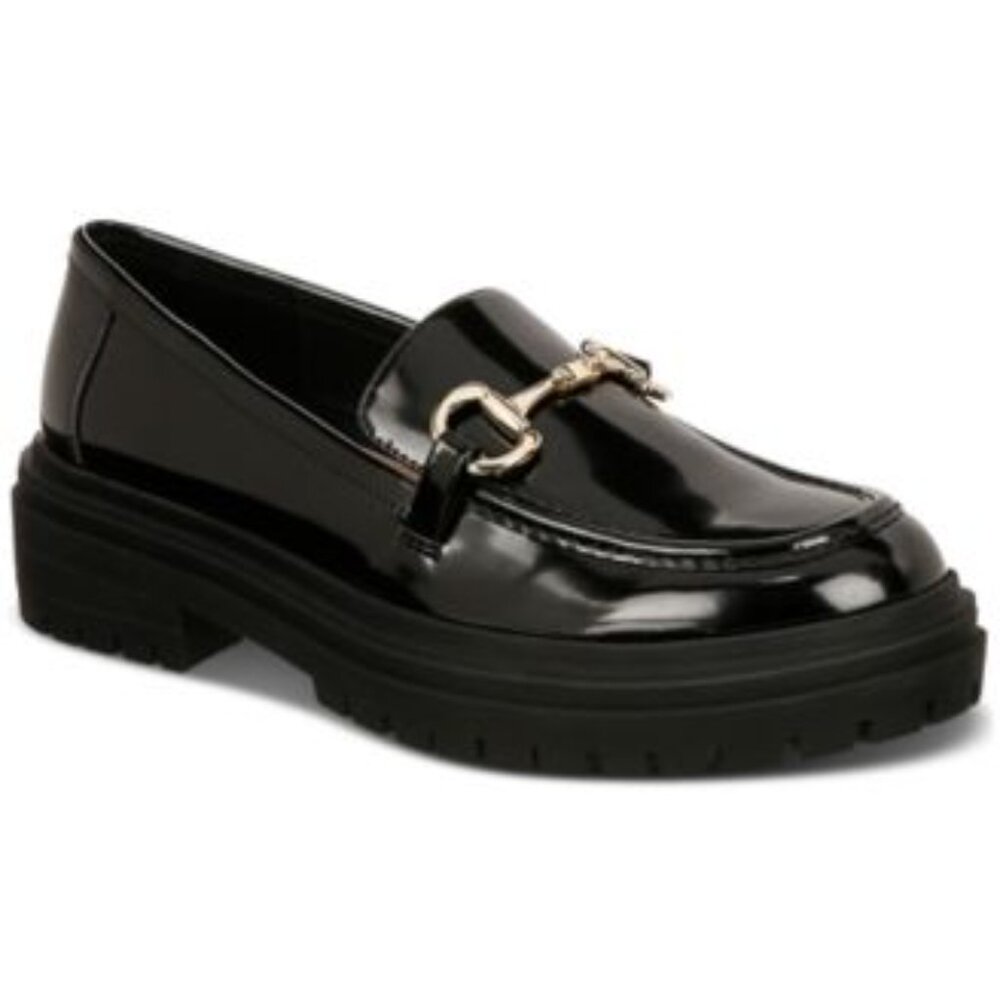 Alfani Jimena Lug Moc Black Platform Round Toe Slip On Loafers NIB sz 5M